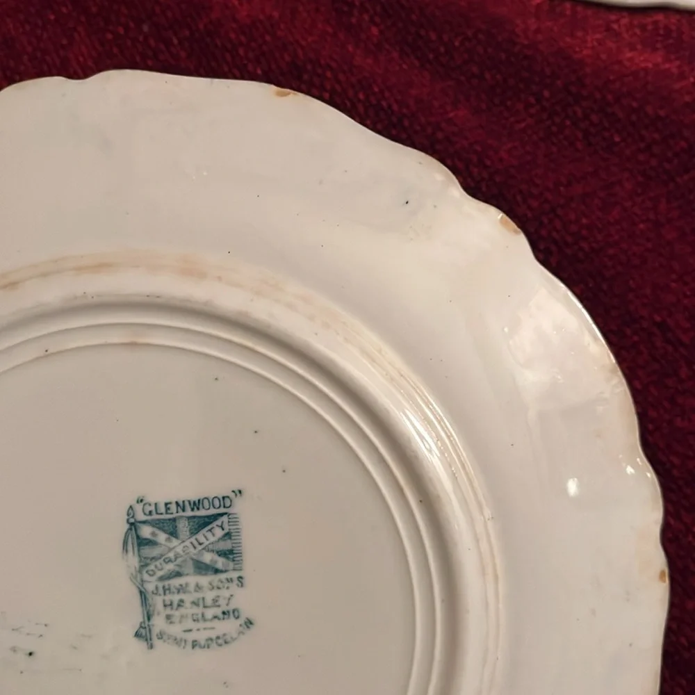 Vintage Glenwood 7” Semi-Porcelain Plates Set of 3 J.H.W. & Sons Hanley, England